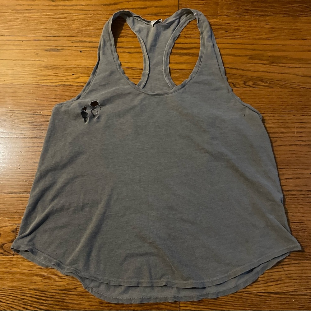 Splendid Distressed Gray Racerback Tank Top